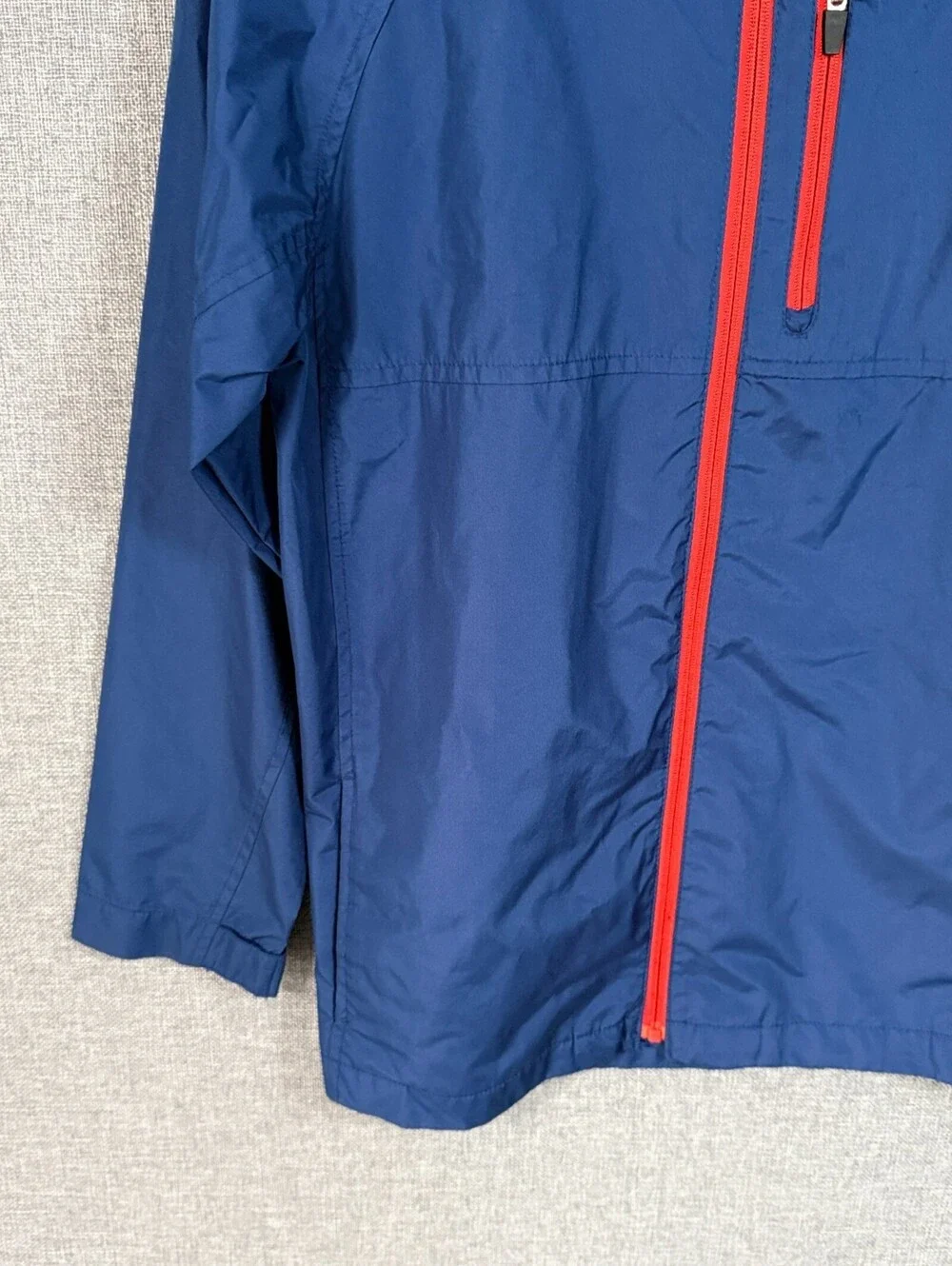 Old Navy Kids Size XL 14-16 Hooded Full Zip Rain Jacket Windbreaker Blue Red